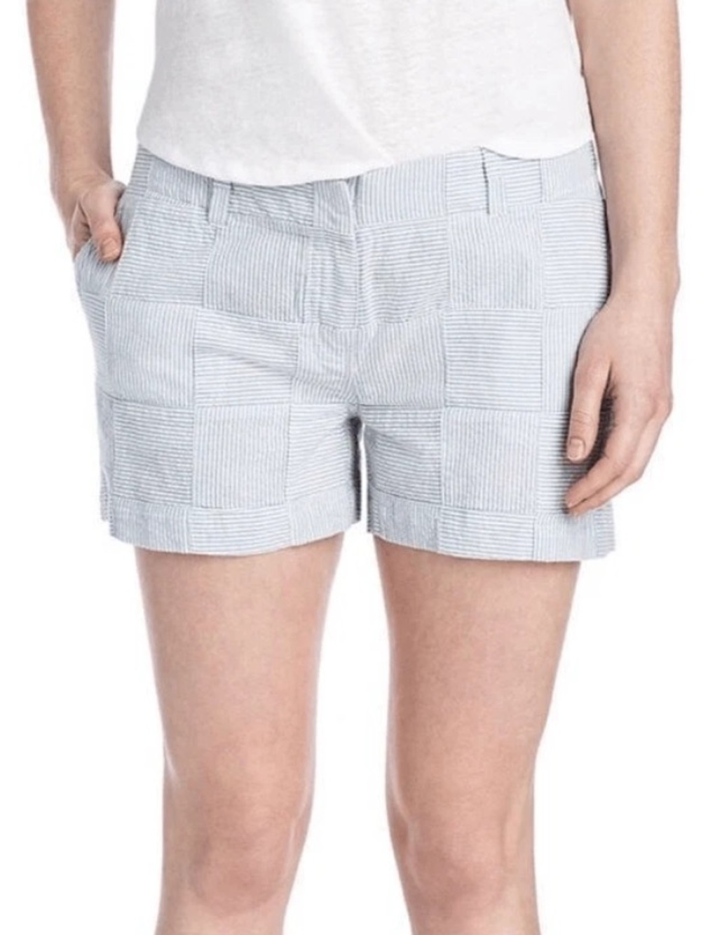 Vineyard Vines Light Blue/White Seersucker Patchwork Shorts Size 2 EUC!